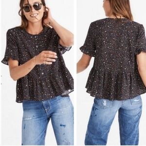 Madewell Ruffle-Hem Top in Starry Night